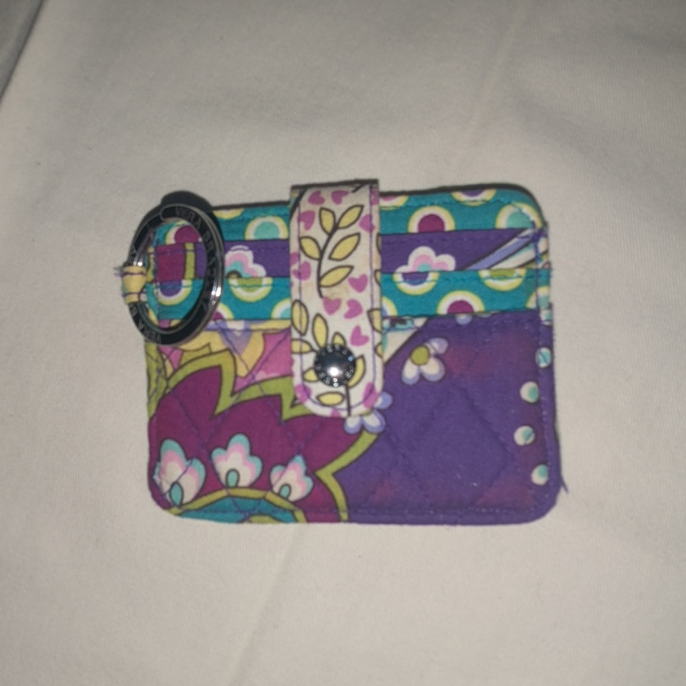 Vera Bradley ID Zip keychain case - Purple and Green